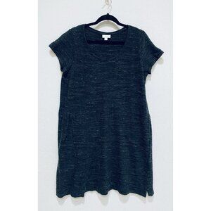 J Jill Dress Womens Medium Charcoal Gray Textured Front Slits Midi Minimalist